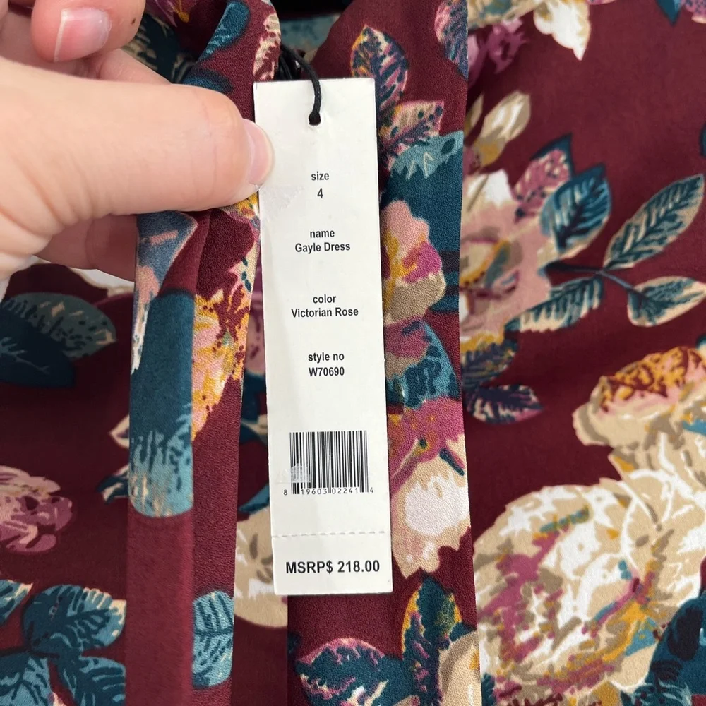 Walter Baker Gayle Asymmetrical Floral Dress Long Sleeve NWT Women's 4‎